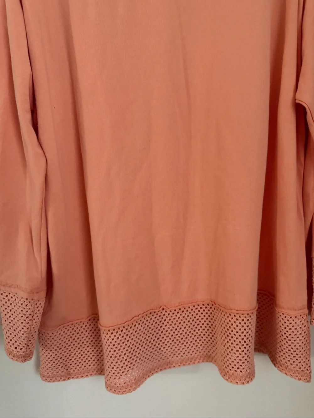 We The Free FP Courside Tee Tunic 1985 Peach Salmon Women Medium Long Sleeve